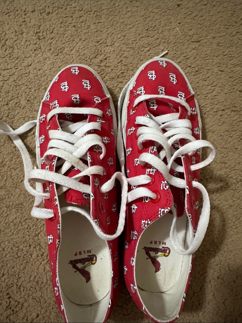 Red Women’s Canvas Sneakers with White Laces - St. Louis Pattern